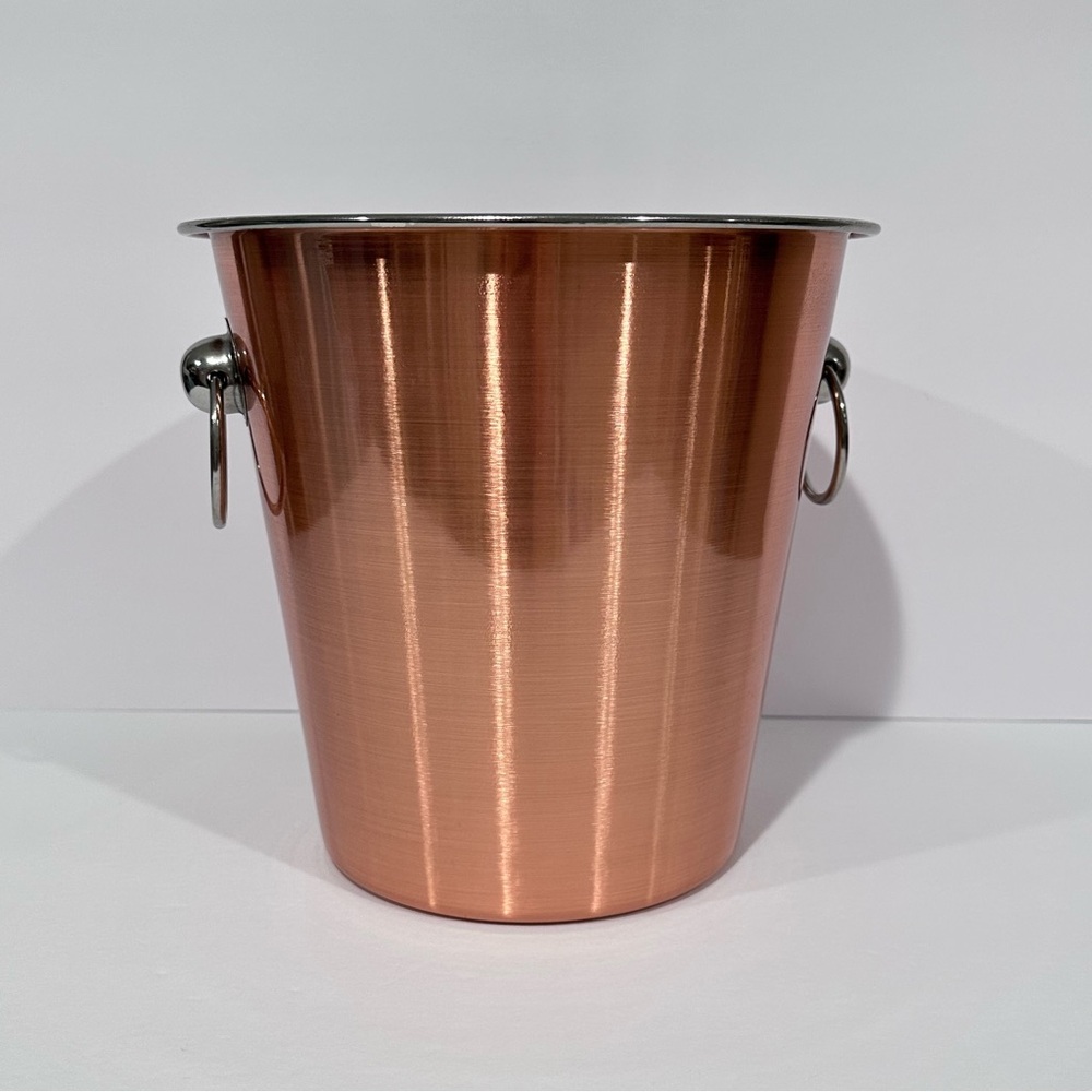 Copper Finish Stainless Steel Ice Bucket w/ Ring Handles-Wine/Drink Chiller